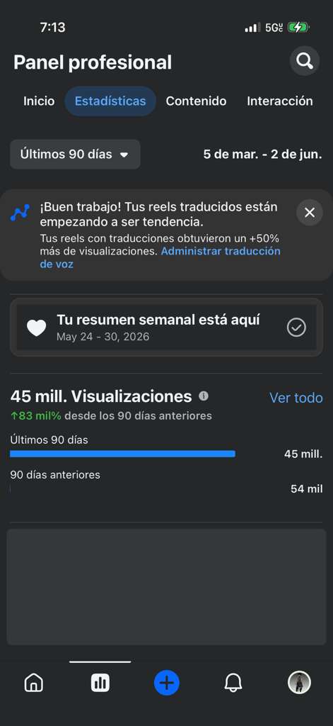 Facebook metrics screenshot